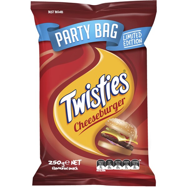 Smith's Twisties Cheeseburger Party Bag 250g