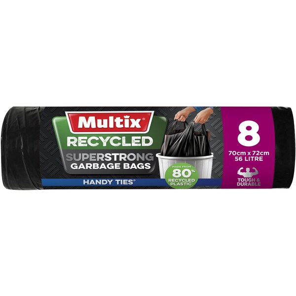 Multix Recycled Super Strong Garbage Bags 8 Pack