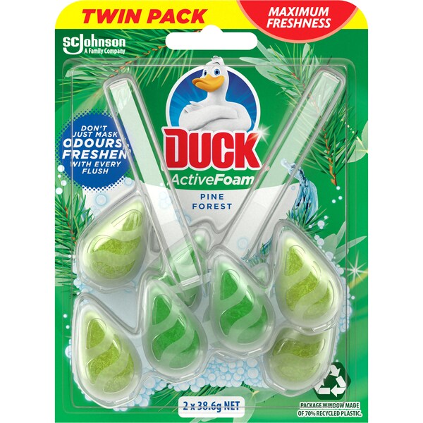 Duck Active Foam Toilet Cleaner Block Pine Forest 2 Pack