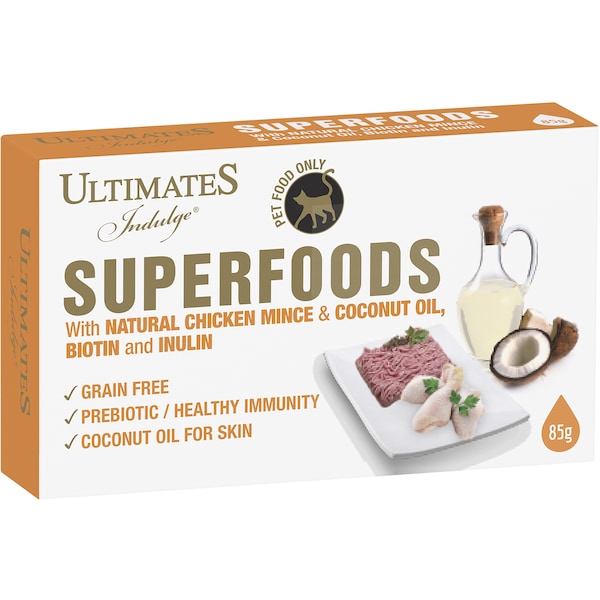 Ultimates Indulge Cat Superfoods Chicken Mince & Coconut Oil Biotin & Inulin 85g