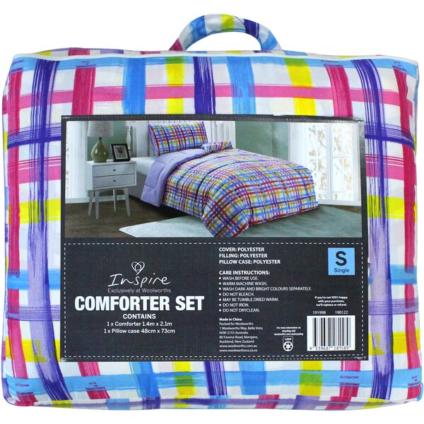 Inspire Comforter Set Purple Pattern Single Bed Each