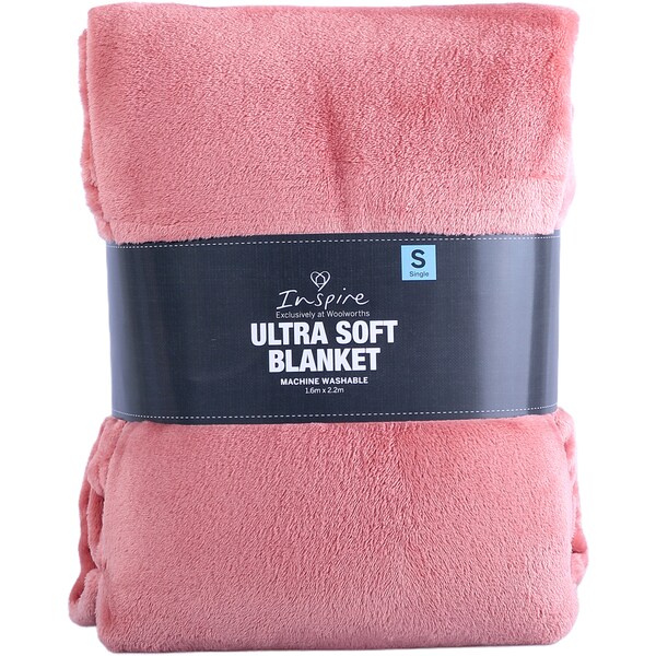 Inspire Ultra Soft Blanket Single Bed Pink Each