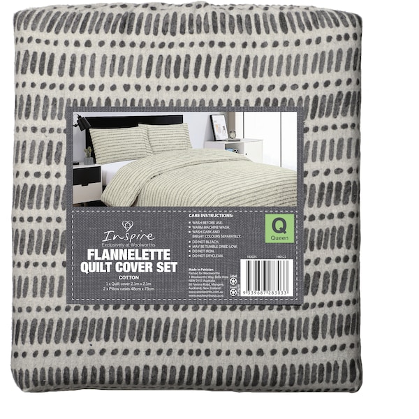 Inspire Cotton Flannelette Quilt Cover Set Queen Size Each