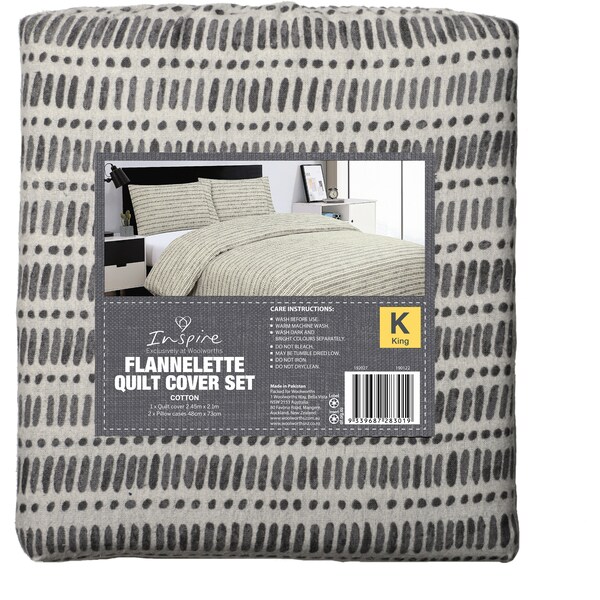 Inspire Cotton Flannelette Quilt Cover Set King Size Each