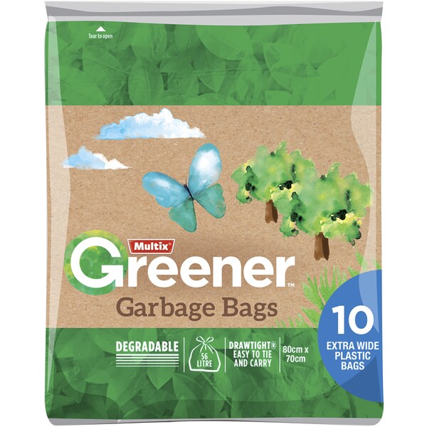 Multix Drawtight Degradable Garbage Bags 56l 10 Pack