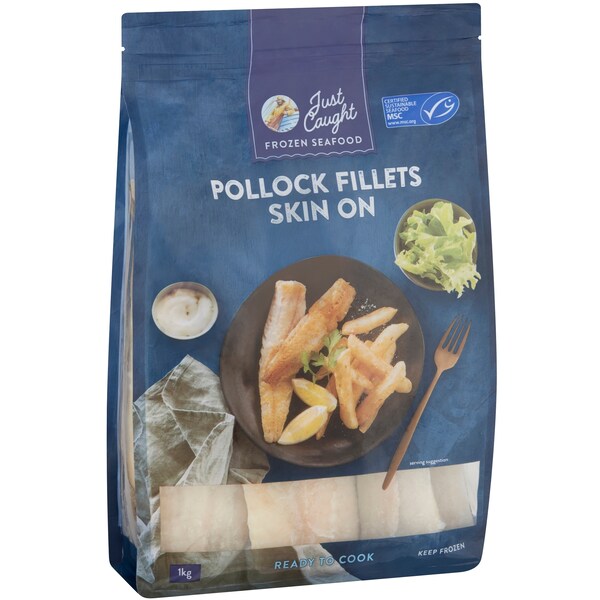 Just Caught Pollock Fillets Skin On 1kg