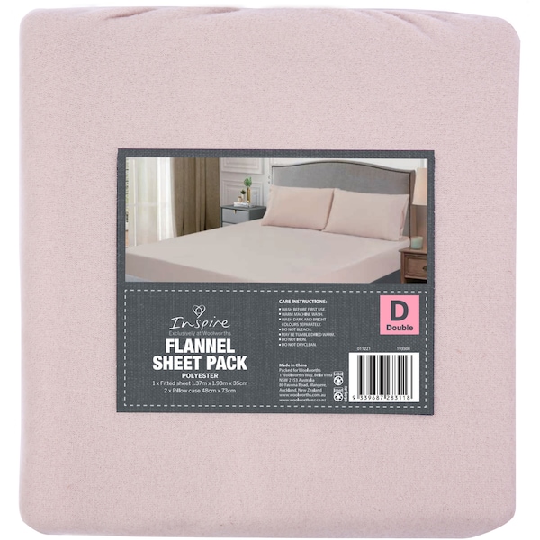 Inspire Microflannel Sheet Pack Beige Double Bed each