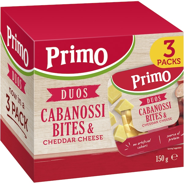 Primo Duos Cabanossi Bites & Cheddar Cheese 3 Pack