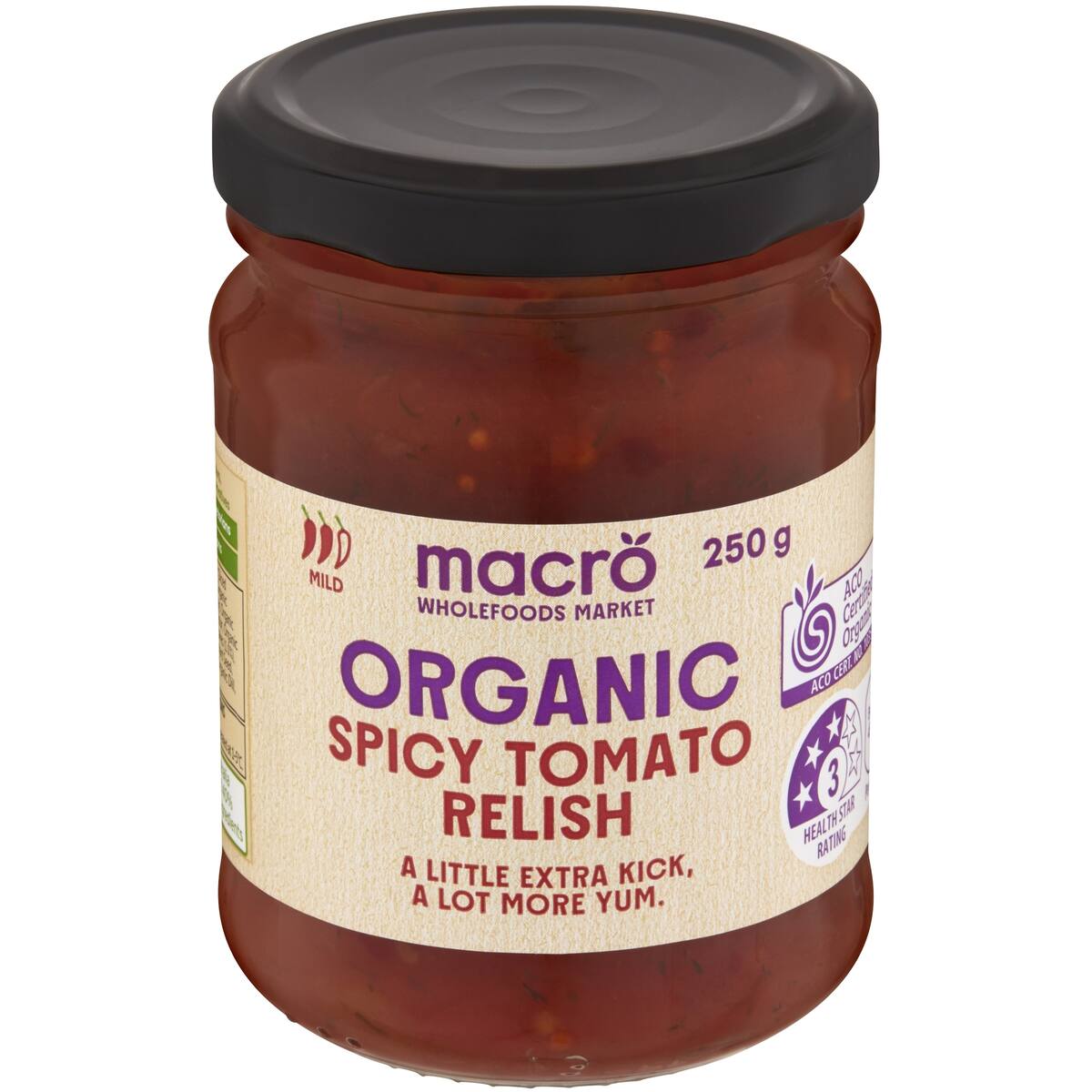 Macro Organic Spicy Tomato Relish 250g bunch