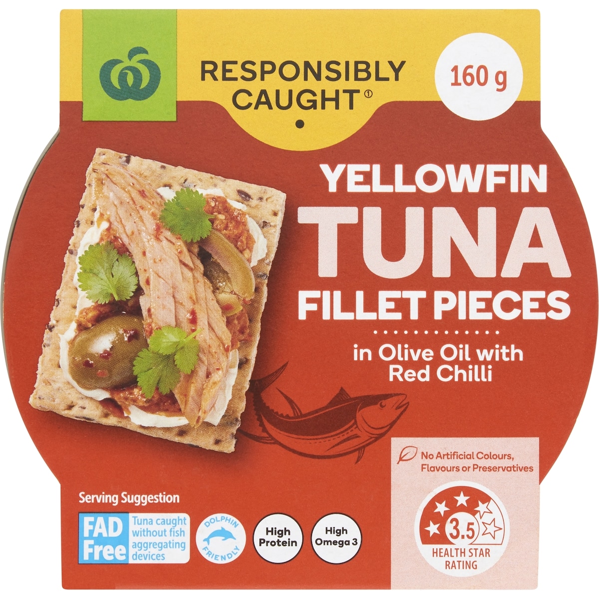 Woolworths Yellowfin Tuna Olive Oil With Red Chilli 160g bunch