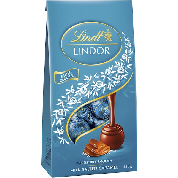 Lindt Lindor Milk Salted Caramel Bag 123g