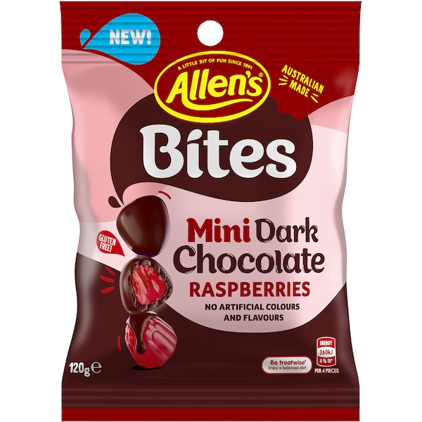 Allen's Mini Dark Chocolate Raspberries 120g
