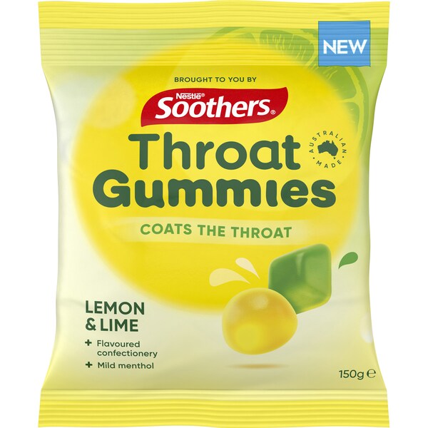 Soothers Lemon Lime Throat Gummies 150g