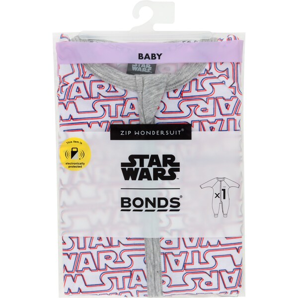 Bonds Zippy Wondersuit Star Wars White Size 1 Each