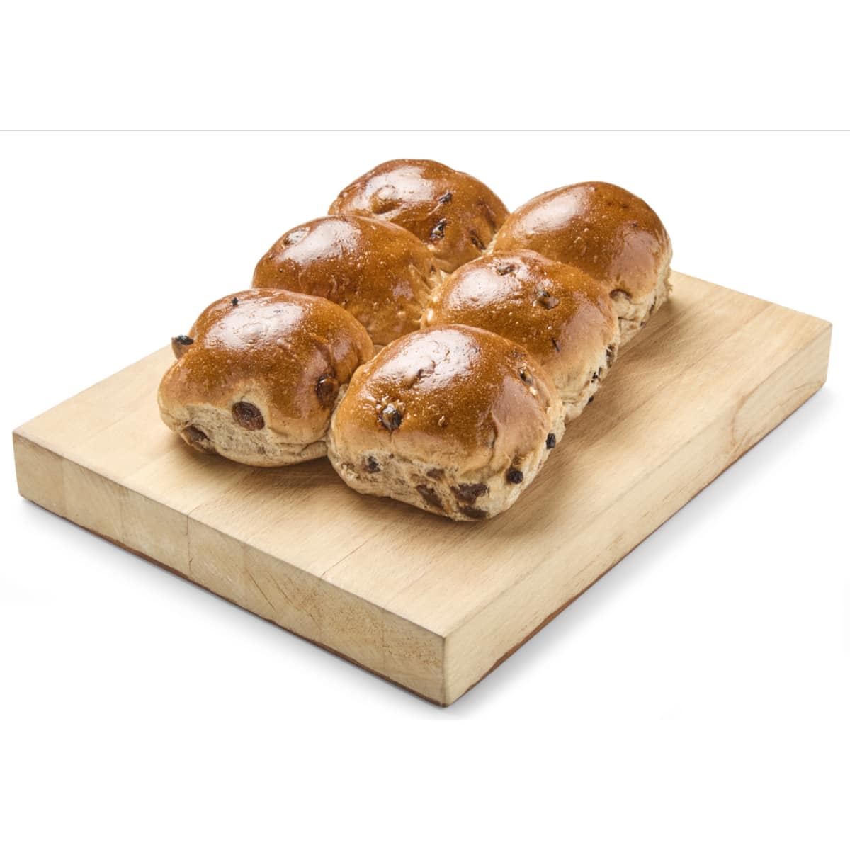 Woolworths Traditional Fruited Bun 6 Pack bunch