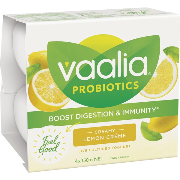 Vaalia Probiotic Yoghurt Lemon Creme 150gx 4 Pack