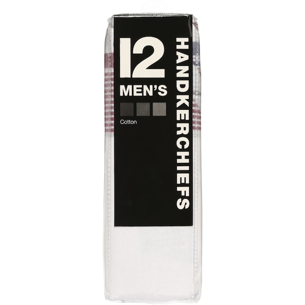 Essentials Handkerchiefs Mens 12 Pack