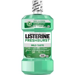 Listerine Freshburst Zero Alcohol Antibacterial Mouthwash 500mL – Woolworths