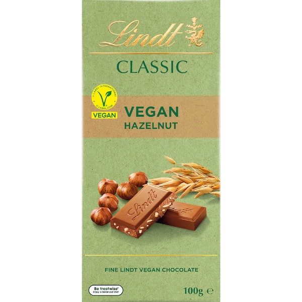 Lindt Classic Vegan Hazelnut Chocolate Block 100g