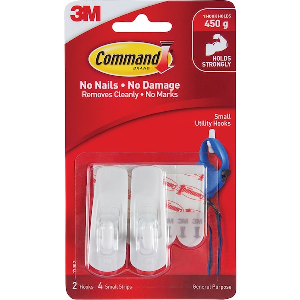 3M Command Small Hooks White 2 Pack