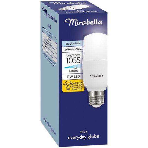 Mirabella LED Stick T45 11W 1055lm Edison Screw Cool White  Globe each