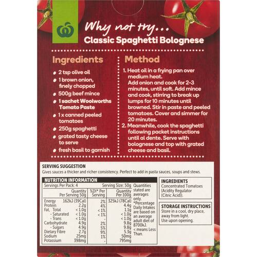 Woolworths Tomato Paste Sachets No Added Salt 4 Pack bunch