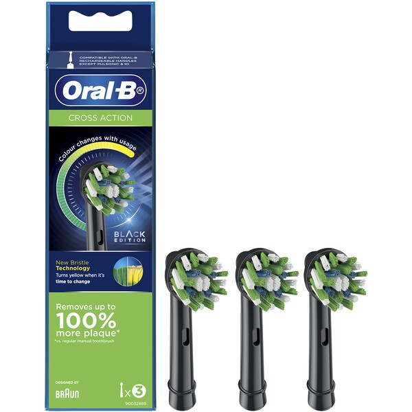 Oral-B Cross Action ToothBrush Black Refills 3 pack