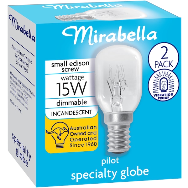 Mirabella Pilot SES 15W Clear Light Globe 2 pack