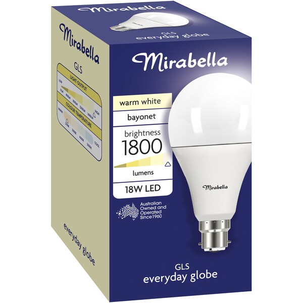 Mirabella Led Gls Bc 18W 1800Lm Warm White each