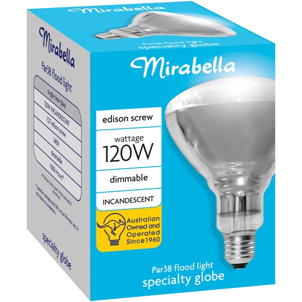 Mirabella Par38 Flood Light Edison Screw 120W Light Globe each