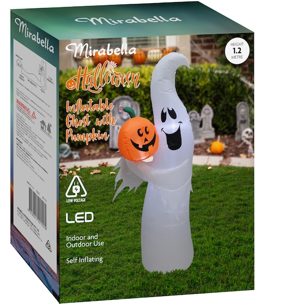 Mirabella Halloween 120cm Inflatable Ghost With Pumpkin Each