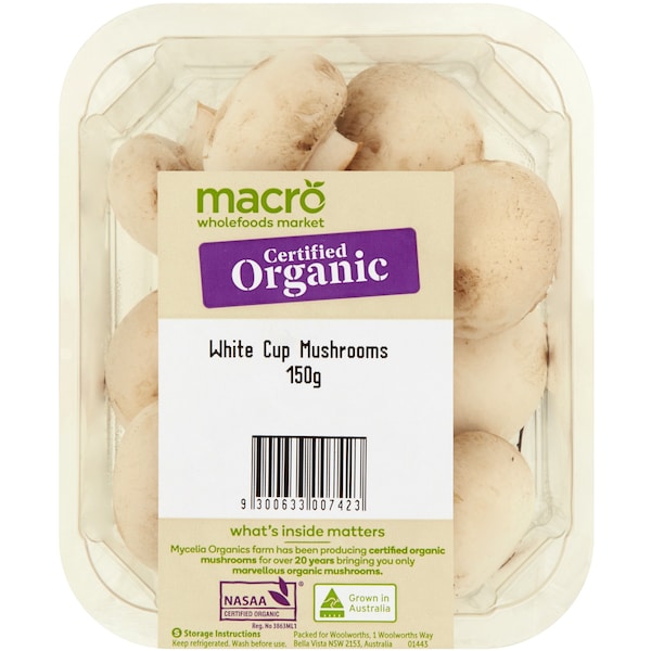 Macro Organic Mushrooms Cups 150g Punnet