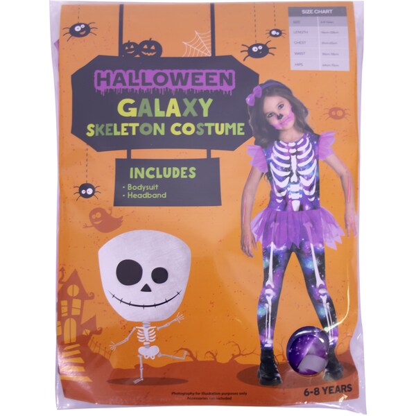 Halloween Costume Rainbow Skeleton 6-8 Years Each