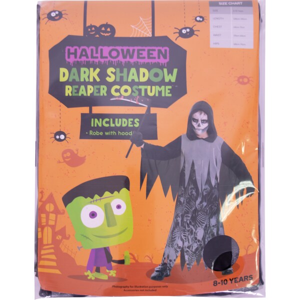 Halloween Costume Dark Shadow Reaper 8-10 Years Each