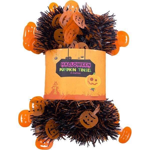 Halloween Tinsel 4 Metre Pumpkin Each