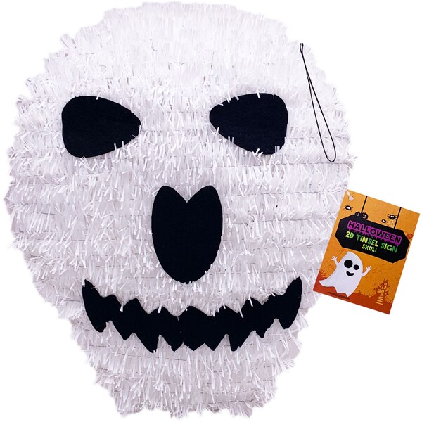 Halloween 2D Tinsel Sign Skull Each