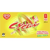 Cyclone Ice Block Sticks Peach, Pineapple and Blueberry