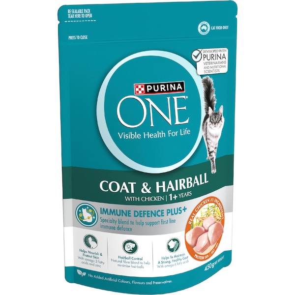 Purina One Adult Cat Food Caot & Hairball With Chicken 450g