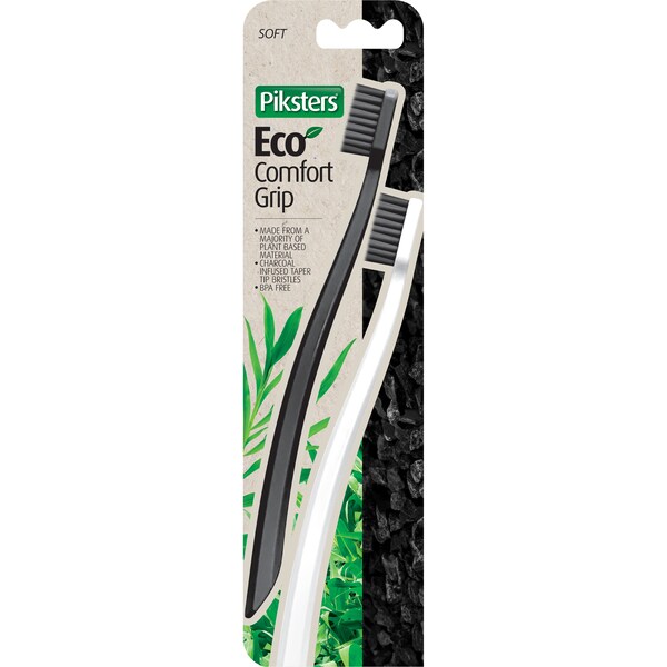 Piksters Eco Comfort Grip Toothbrush 2 pack