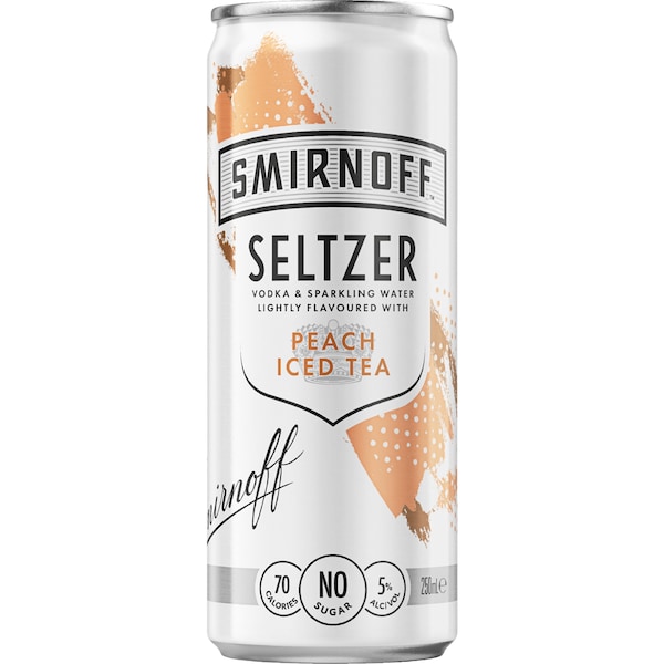 Smirnoff Seltzer Peach Iced Tea No Sugar 250ml