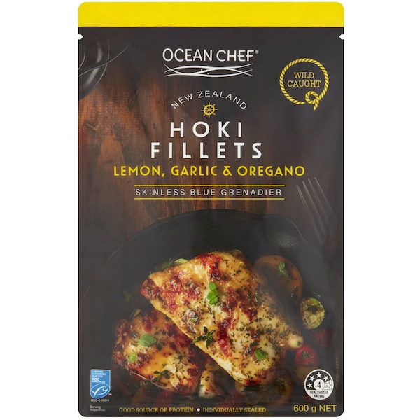 Ocean Chef Hoki Fillets Lemon, Garlic & Oregano 600g