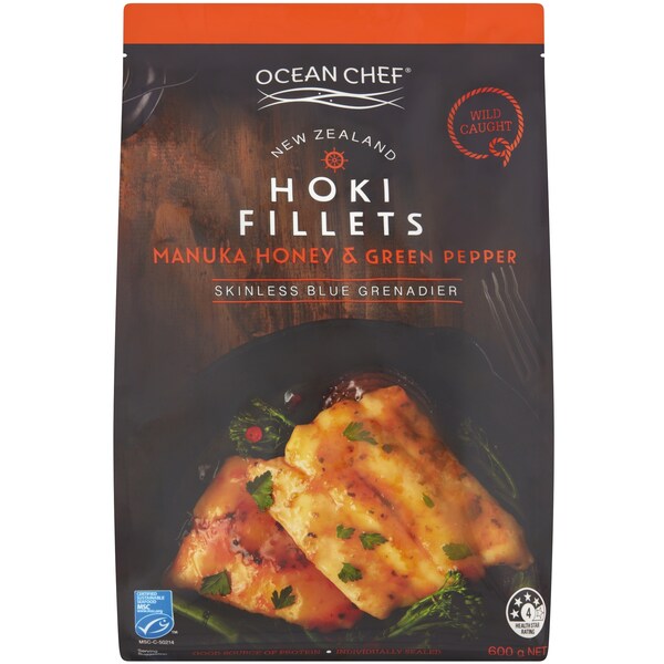 Ocean Chef Hoki Fillets Manuka Honey & Green Pepper 600g
