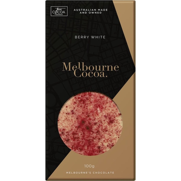 Melbourne Cocoa Berry White Chocolate Bar 100g