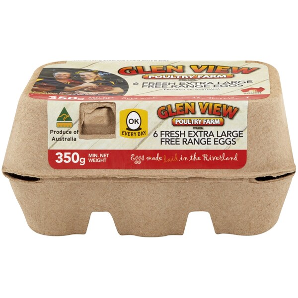 Glen View Poultry Farm 6 Extra Large Free Range Eggs 350g