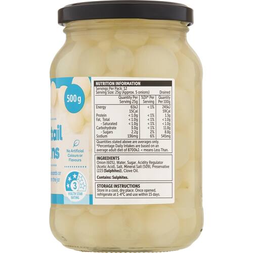 Woolworths Onions Cocktail 500g bunch
