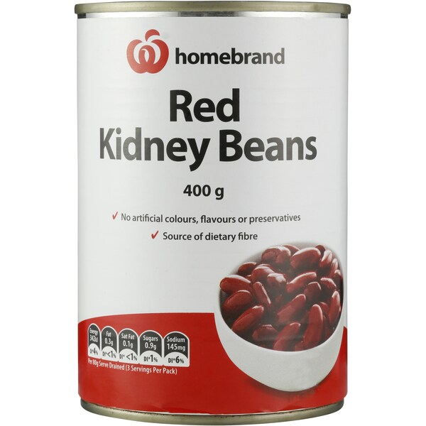 Homebrand Beans Red Kidney 400g