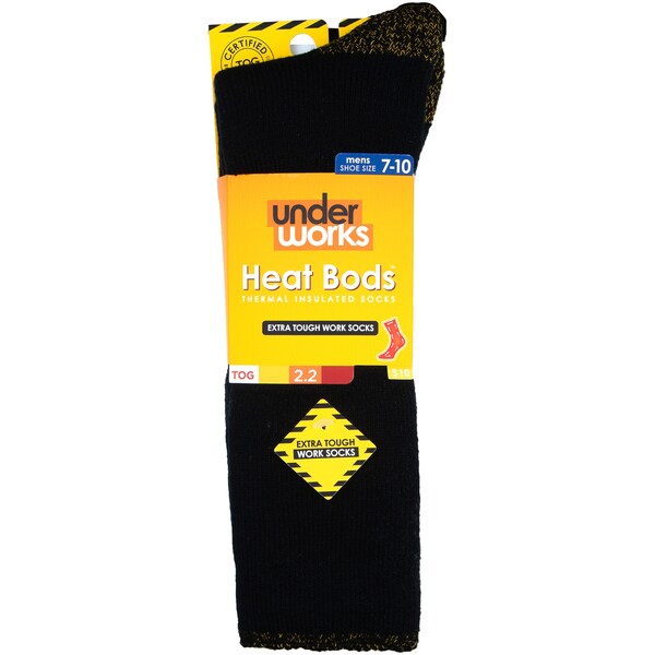 Underworks Heat Bods Thermal Insulated Socks Ladies Black Assorted Each