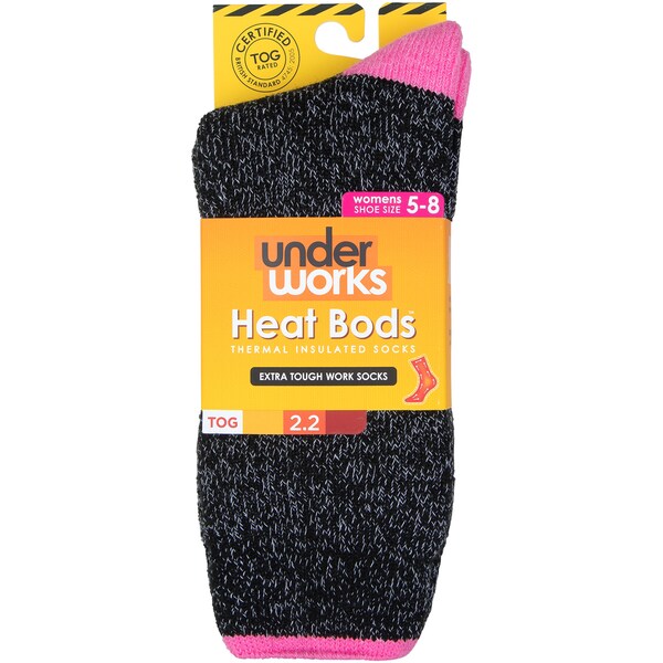 Underworks Heat Bods Thermal Insulated Socks Ladies Charcoal Assorted each