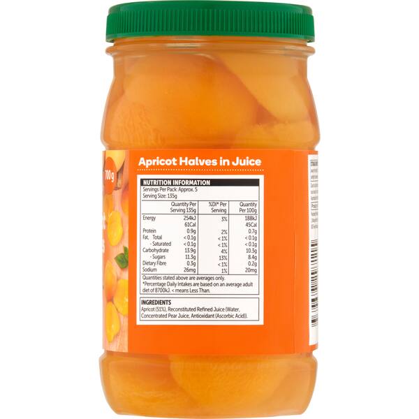 Woolworths Apricots In Juice 700g bunch