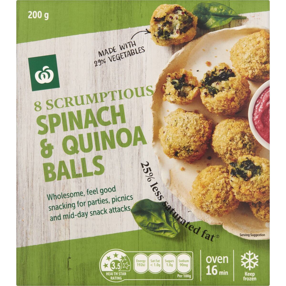 Woolworths Spinach and Quinoa Balls 8 Pack bunch